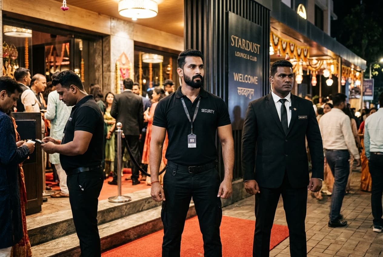 Professional bouncer security team providing crowd management and event protection